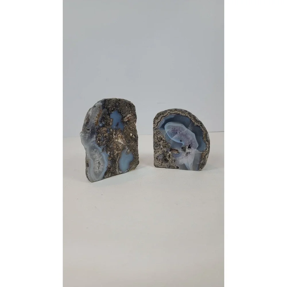 natural stone amethyst quartz crystal cluster geode Bookends